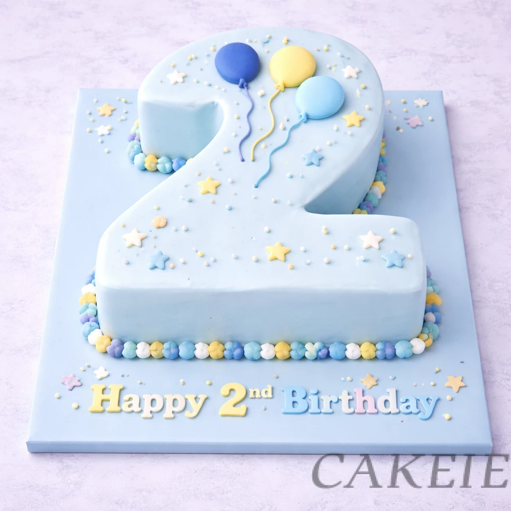 Blue Balloon Number 2 Cake