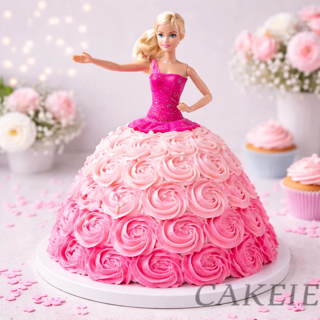 Rose Pink Designer Doll Cake