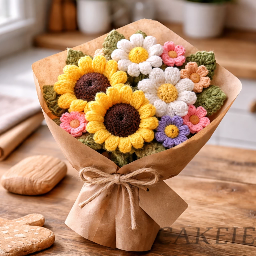 Soft Plush Crochet Flower Gift